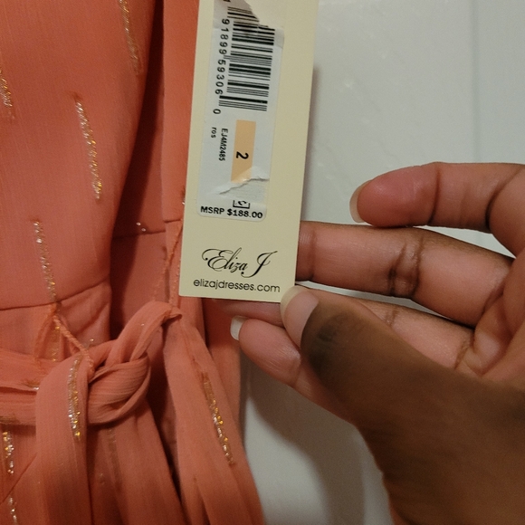 Eliza J Orange Asymmetrical Ruffled Wrap Dress - Picture 6 of 8